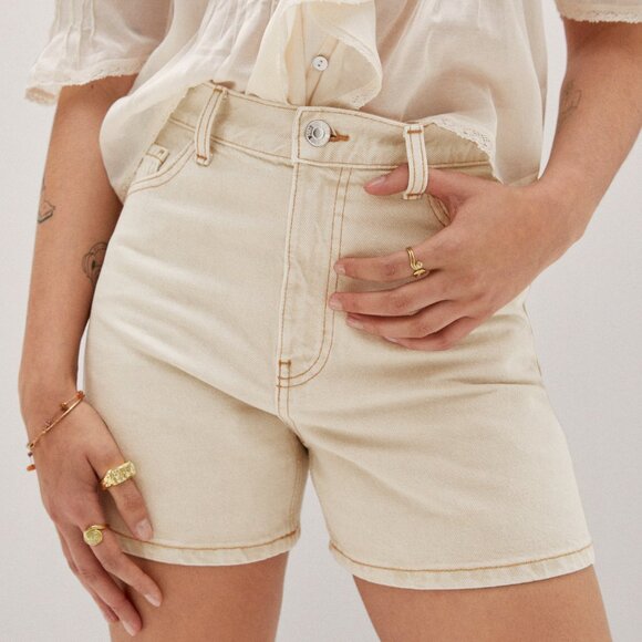 Mango high rise denim shorts - sand - Picture 1 of 7
